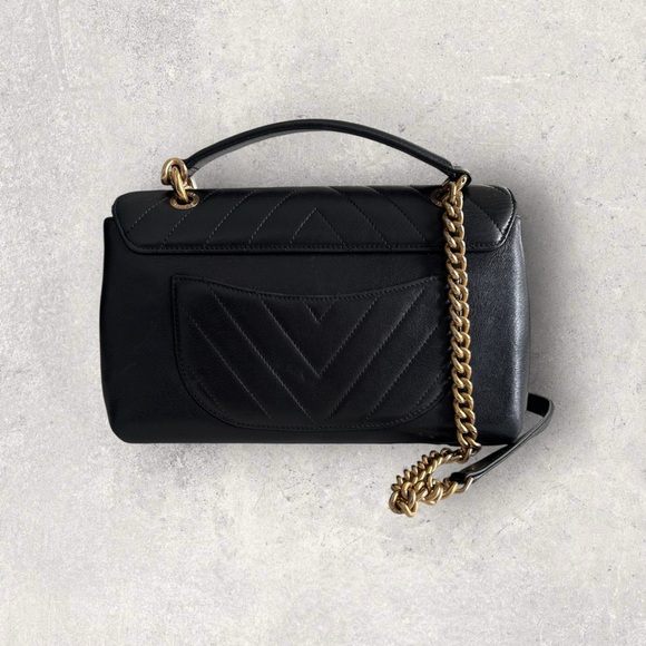 Chanel Chevron Top Handle Flap Bag - Black Calfskin with Gold Hardware - Picture 4 of 11